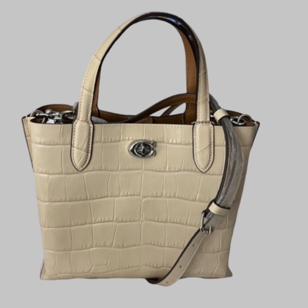 NWT Willow 24 Crocodile-Effect Leather Tote in Ivory - Picture 6 of 12